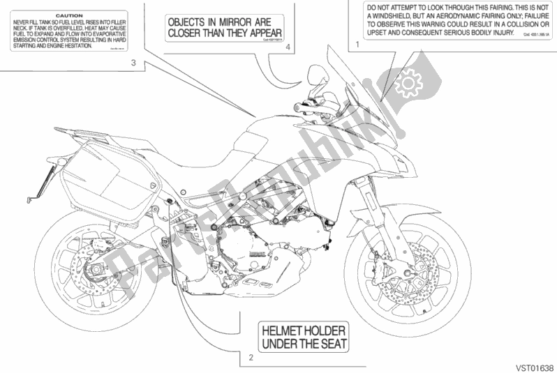 All parts for the Label, Warning of the Ducati Multistrada 950 Touring USA 2018